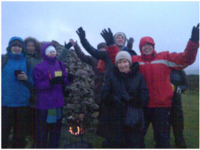 Praying on Holdstone Down Camino Devon Uk